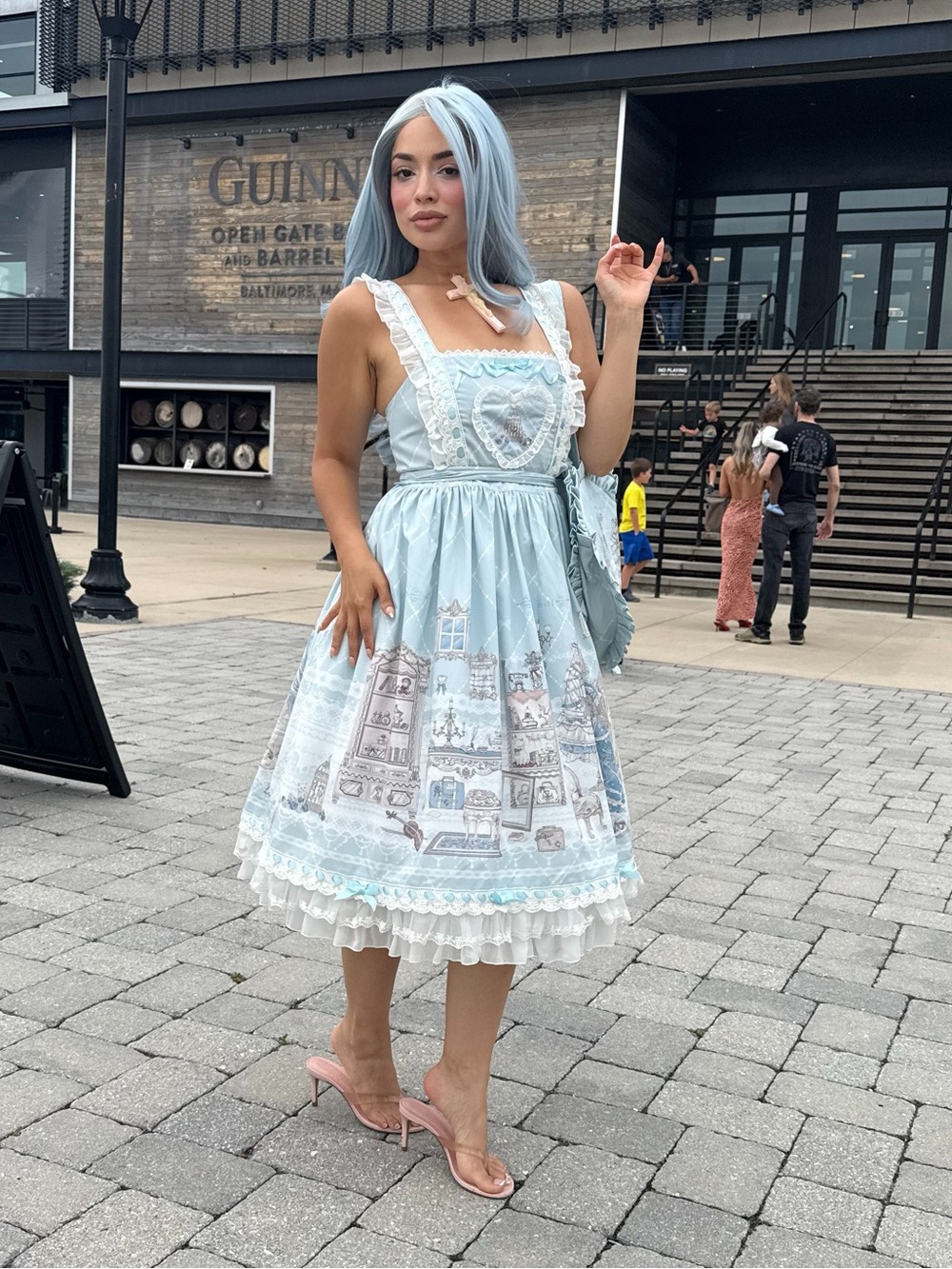 Alice girl Baby blue Angel Lolita set with purse and bonnet